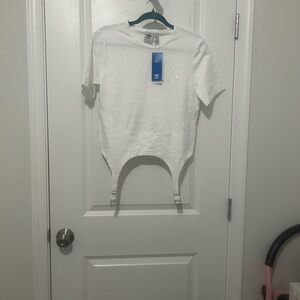 Adidas White Short Sleeve Tee with Strap Detail